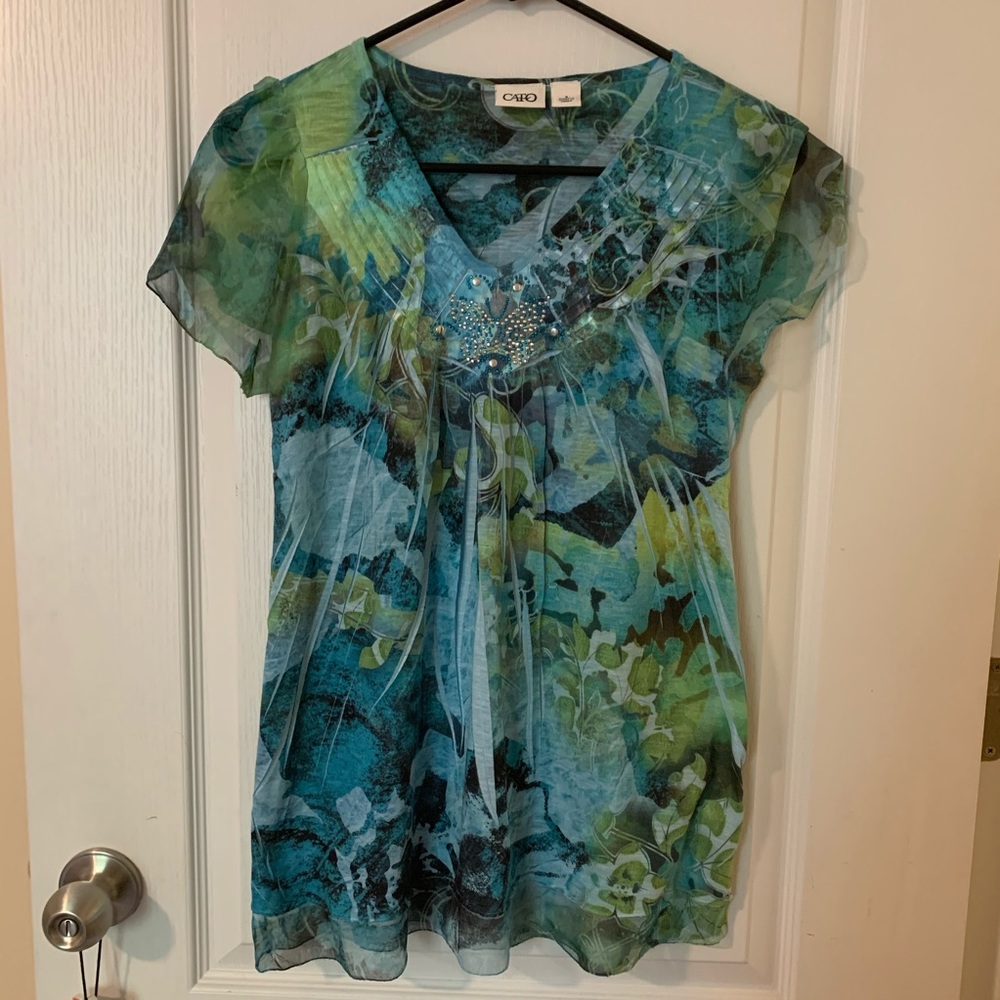 Beautiful Cato Floral Blouse with rhinestones